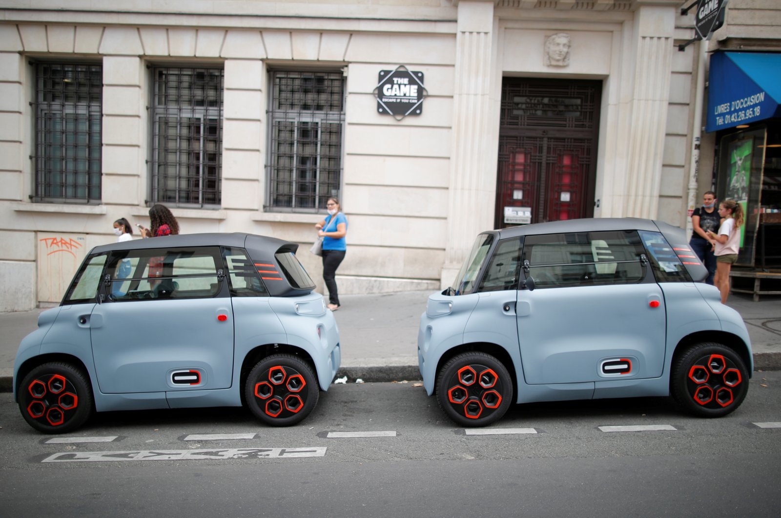 PSA's Citroen new electric city cars AMI are seen during a media presentation in Paris, France, Aug. 25, 2020. (Reuters Photo)