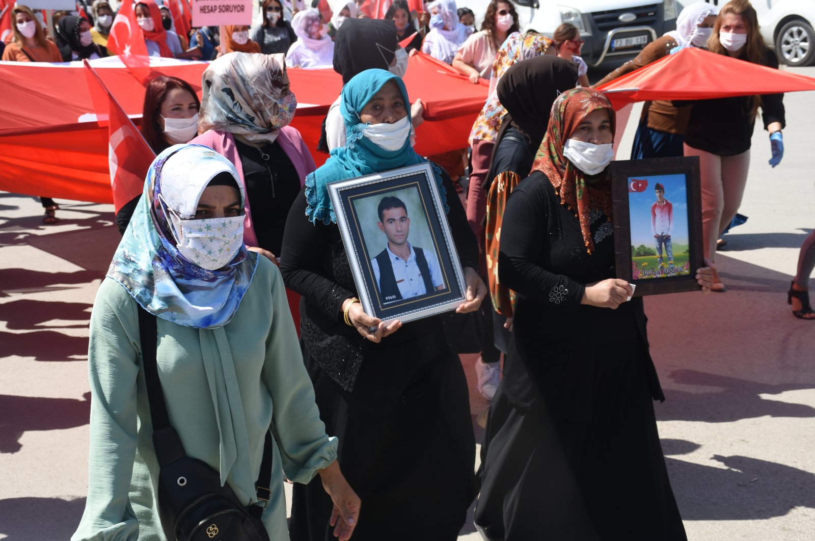 Women march in protest of the PKK terrorist group in southeastern Şırnak province, Turkey, Sept. 10, 2020. (AA Photo)