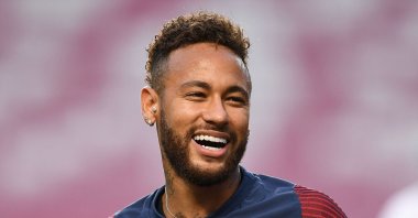 Paris Saint-Germain's Brazilian forward Neymar reacts during a training session on the eve of UEFA Champions League final football match between Paris Saint-Germain and Bayern Munich, at the Luz stadium in Lisbon, Aug. 22, 2020. (AFP Photo)