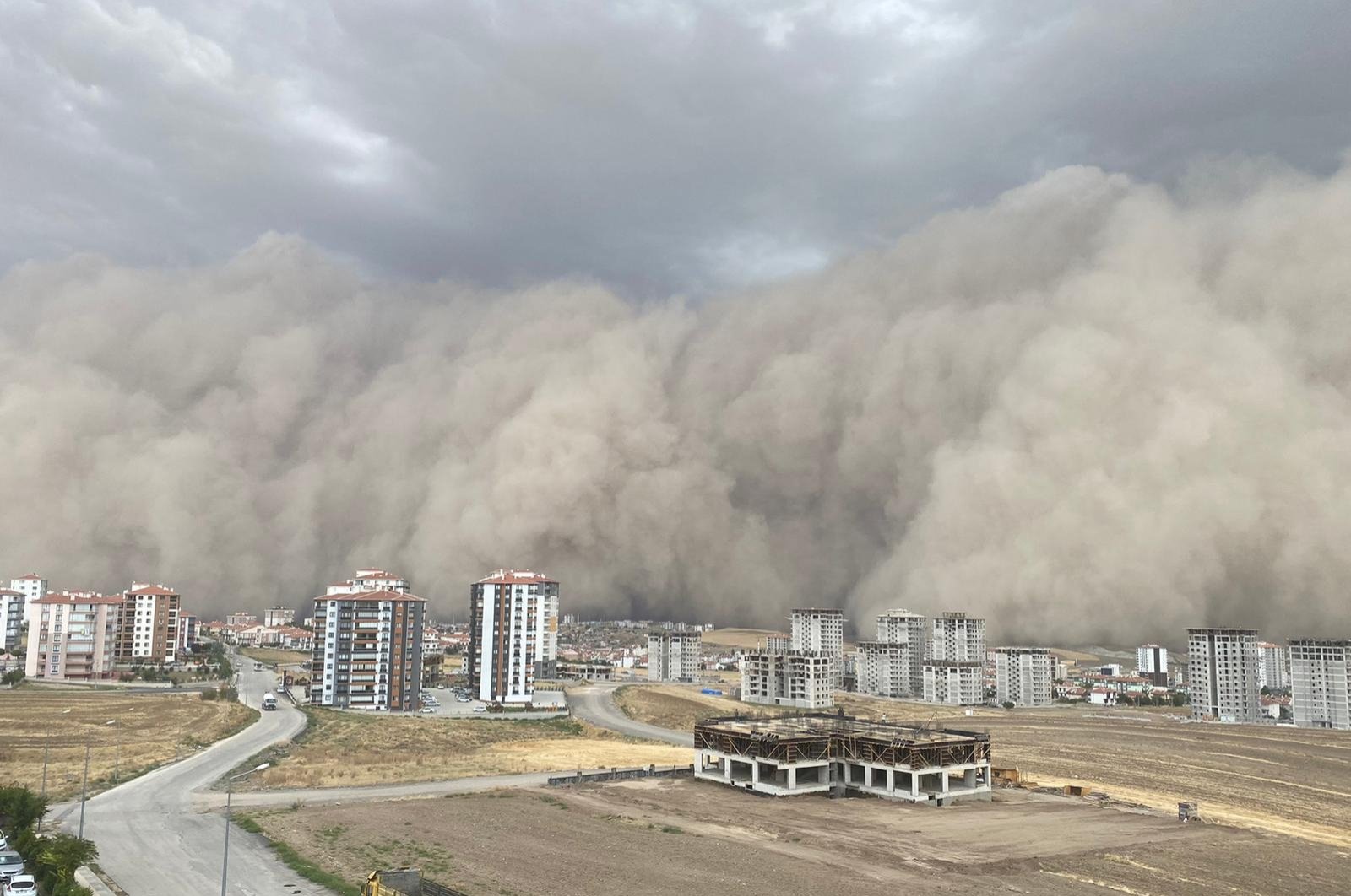 Dust clouds engulfing Polatlı district, in the capital Ankara, Turkey, Sept. 12, 2020. (AA Photo) 