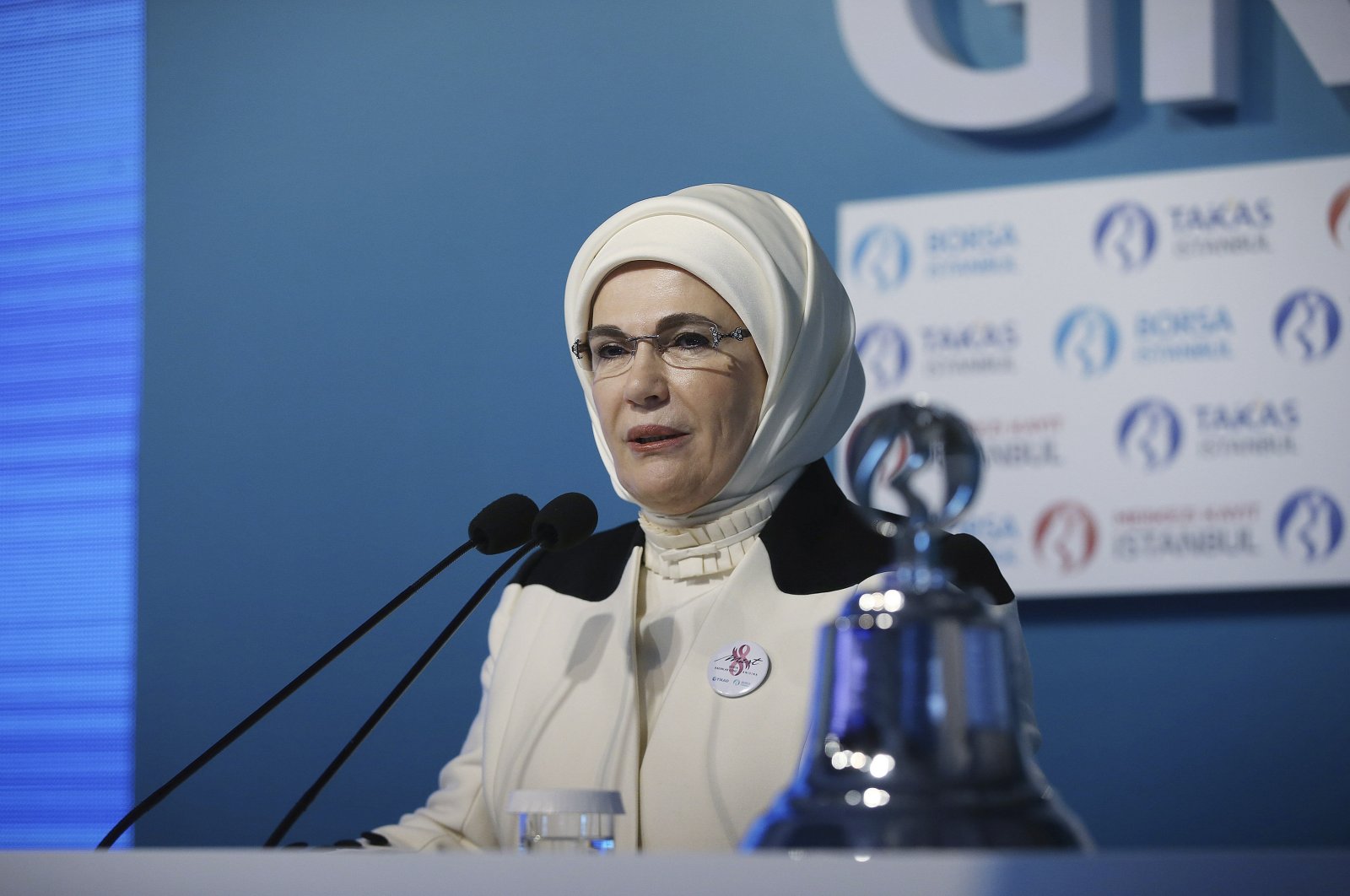 First lady Emine Erdoğan speaks at a summit on gender equality in Istanbul, March 9, 2020. (AA Photo)