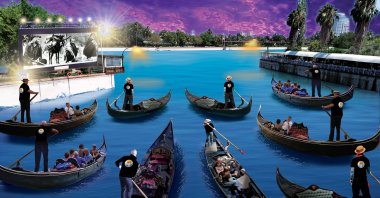 An illustration shows the gondola project being held as part of the 27th International Golden Boll Film Festival, Sept. 11, 2020. (İHA PHOTO)