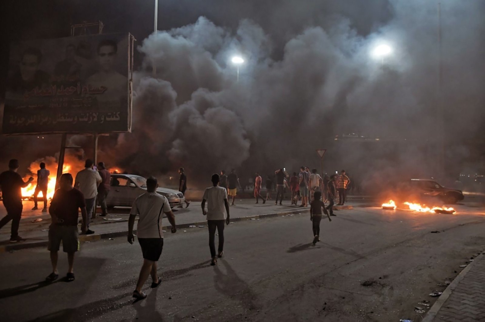 Protesters angry over the area’s crippling electricity shortages set fire to tires in Benghazi, Libya, Sept. 10, 2020. (AP Photo)