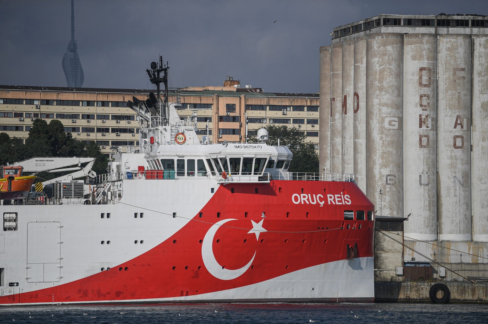 The Turkish General Directorate of Mineral Research and Exploration's (MTA) Oruç Reis seismic research vessel docks at Haydarpaşa Port in Istanbul, Turkey, Aug. 23, 2019.