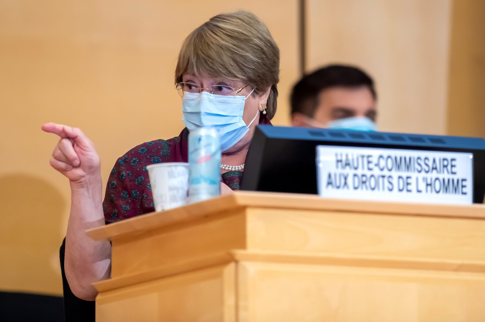 United Nations' High Commissioner for Human Rights Michelle Bachelet gestures during the opening of the 45th session of the Human Rights Council, at the European U.N. headquarters in Geneva, Switzerland, Sept. 14, 2020. (Reuters Photo)