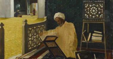 Turkish painter Osman Hamdi Bey's "Reciting the Quran" painting from the collection of Sakıp Sabancı Museum, Istanbul. (Photo by Fine Art Images/Heritage Images/Getty Images)