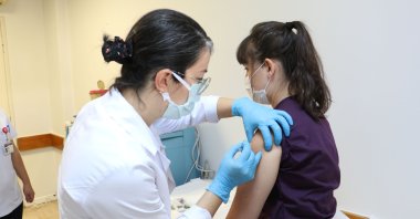 A volunteer is vaccinated at Hacettepe University's Faculty of Medicine, in the capital Ankara, Turkey, Sept. 16, 2020. (DHA Photo)