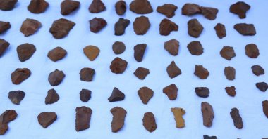 A view of the tools carved out of stone, in Tunceli, eastern Turkey, Sept. 16, 2020. (DHA Photo)