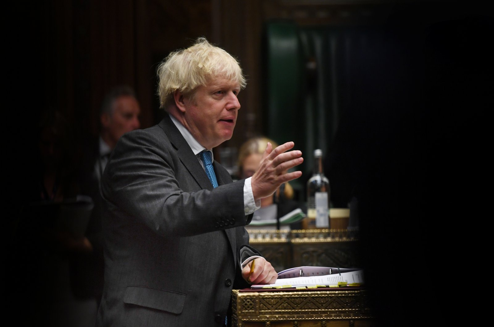 Britain's Prime Minister Boris Johnson speaks during the weekly question time debate in Parliament in London, Britain September 16, 2020. UK Parliament/Jessica Taylor/Handout via REUTERS THIS IMAGE HAS BEEN SUPPLIED BY A THIRD PARTY. MANDATORY CREDIT. IMAGE MUST NOT BE ALTERED