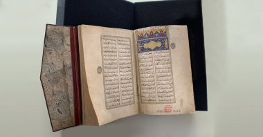 A photo of "Layla and Majnun" scripted by Sheikh Hamdullah, Berlin, Germany, Sept. 18, 2020. (AA Photo)