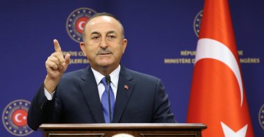 Turkish Foreign Minister Mevlüt Çavuşoğlu attends a press conference in Ankara, Turkey, Aug. 25, 2020. Turkish Foreign Ministry/Handout via REUTERS