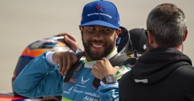 Bubba Wallace gets ready for a NASCAR race in Dover, Delaware, U.S., Oct. 5, 2019. (AP Photo)
