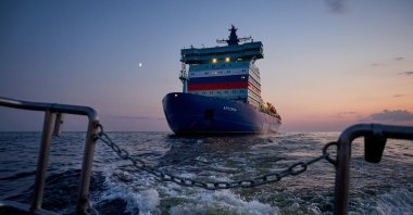 The nuclear-powered icebreaker Arktika is seen during the sea trials in the Gulf of Finland, Baltic Sea, Russia, June 28, 2020. (Reuters Photo)