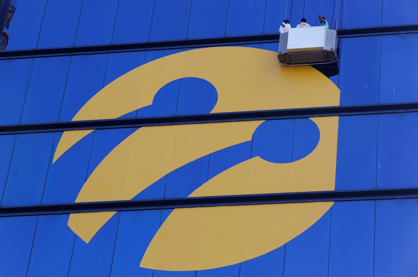 The logo of Turkcell on the Tat Towers in Istanbul, Turkey, June 29, 2016. (Reuters Photo)