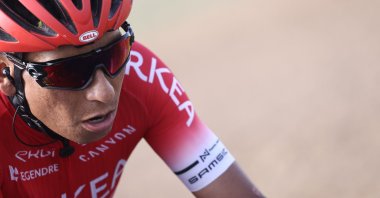 Nairo Quintana rides in Tour de France, near Meribel, France, Sept. 17, 2020. (AFP Photo)