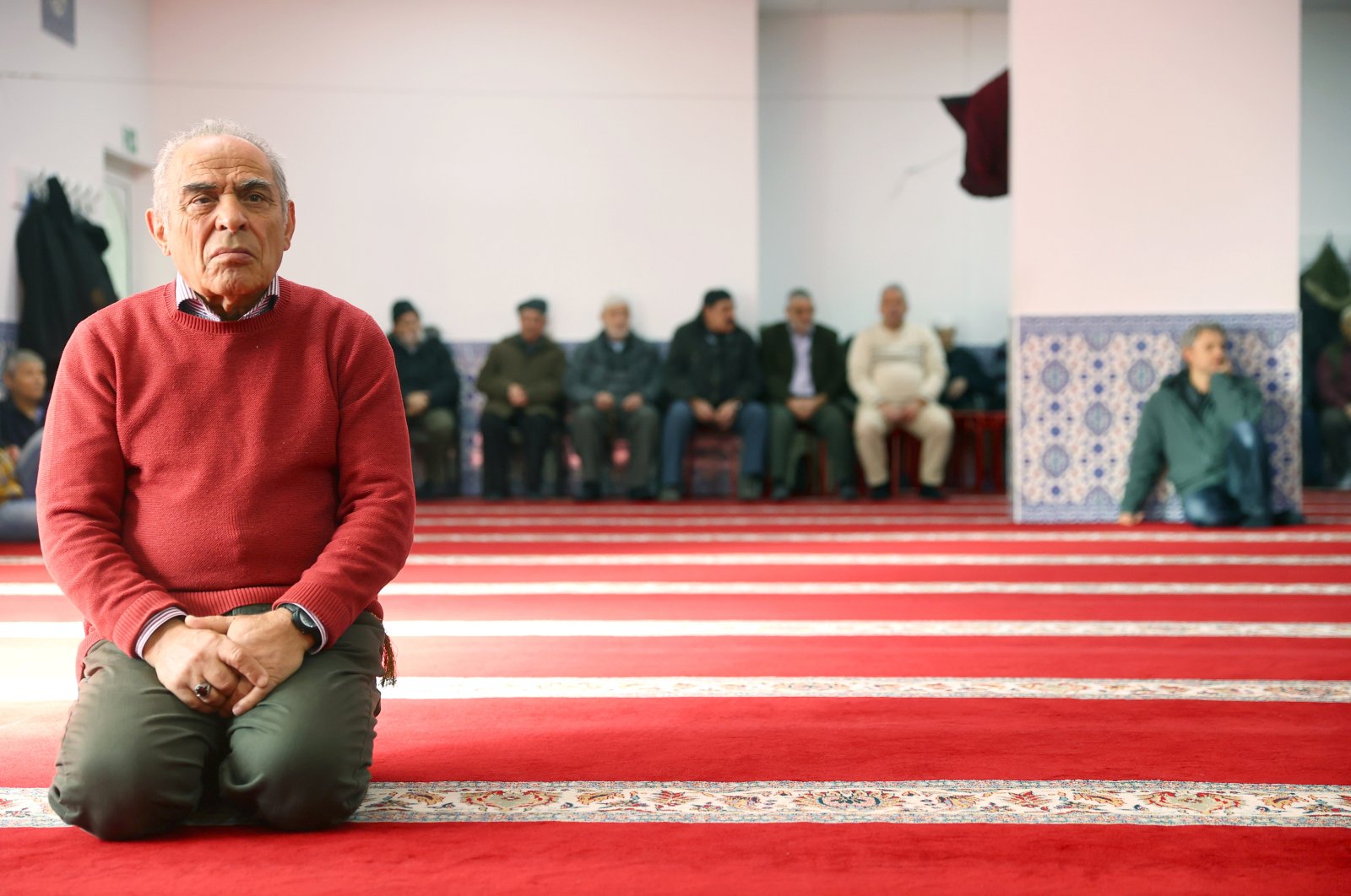 Men attend the Friday prayer following a shooting, at the mosque in Hanau, near Frankfurt, Germany, Feb. 21, 2020. (Reuters Photo)