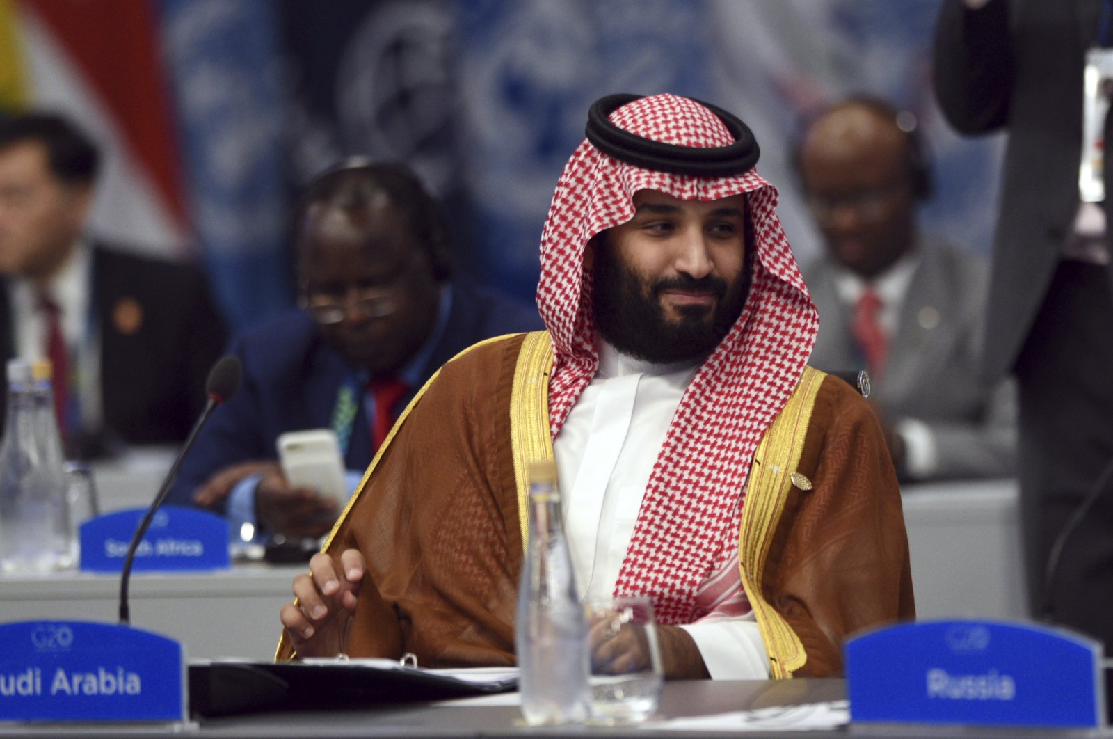 Saudi Arabia's Crown Prince Mohammed bin Salman attends a plenary session during the G-20 leader's summit, Buenos Aires, Argentina, Dec. 1, 2018. (AP Photo)
