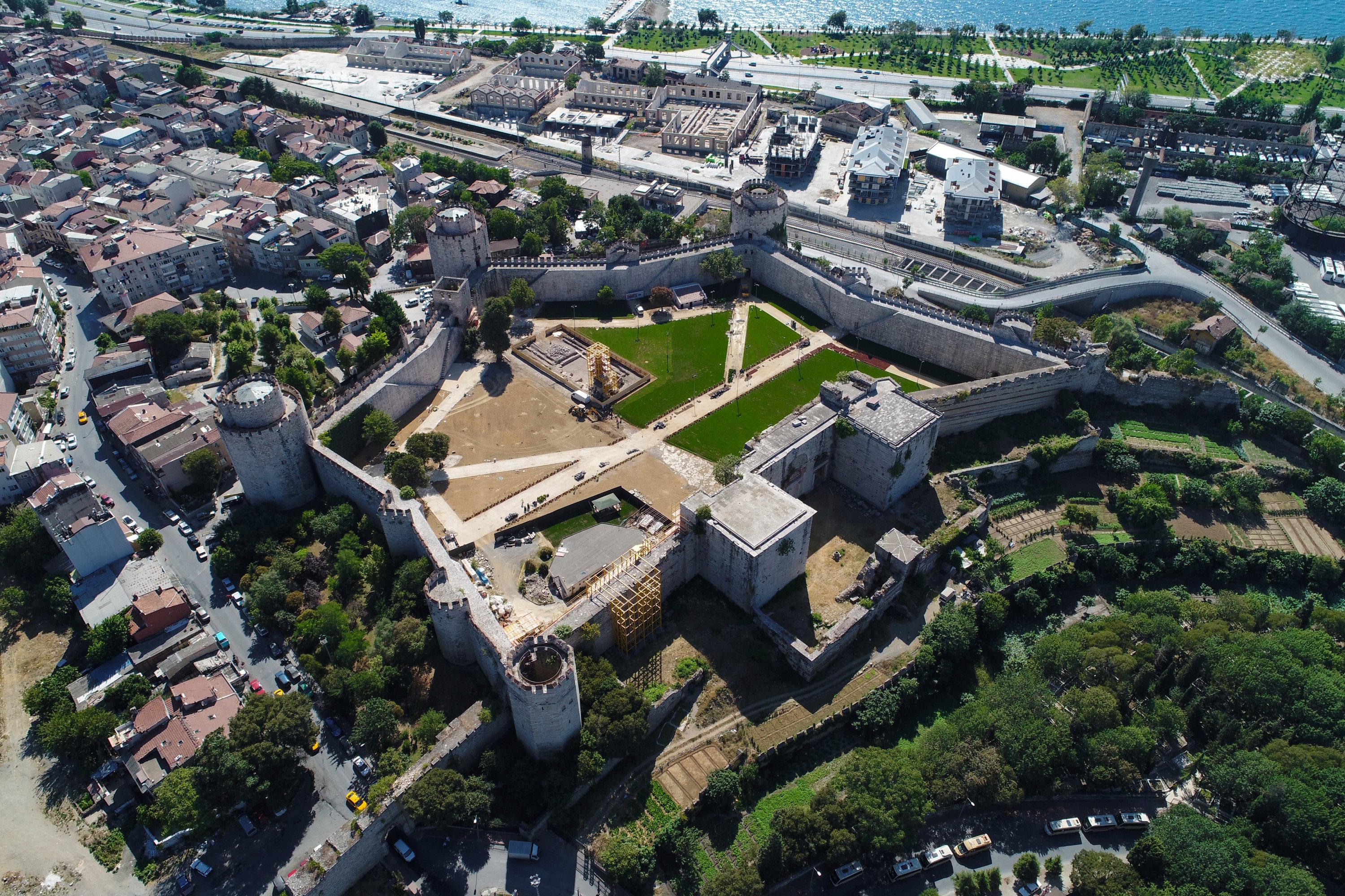 An aerial view of Yedikule Fortress, in Fatih, Istanbul.