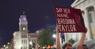 Protesters march following the decision not to charge police officers for killing Breonna Taylor, Sept. 24, 2020, in Louisville, Kentucky. (AP Photo)