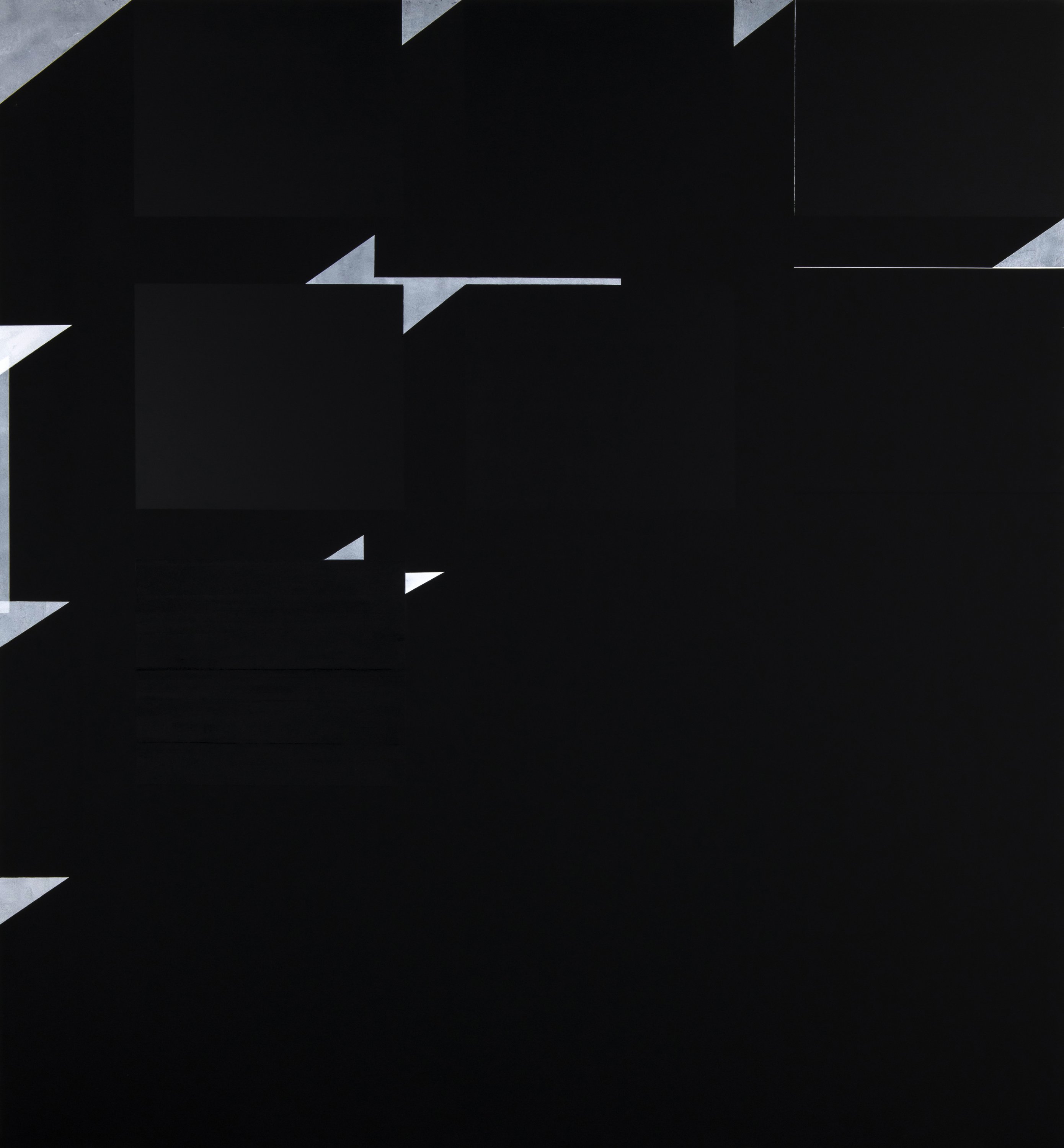 Nuri Kuzucan, 'Black Cubes, White Gaps,' 2020, acrylic on canvas, 210 by 195 centimeters (photo courtesy of Galerist).