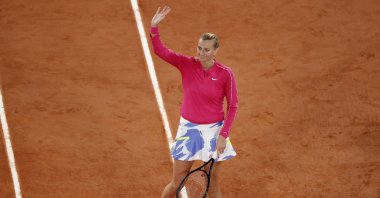 Petra Kvitova celebrates her win against Dodin, in Paris, France, Sept. 28, 2020. (Reuters Photo)
