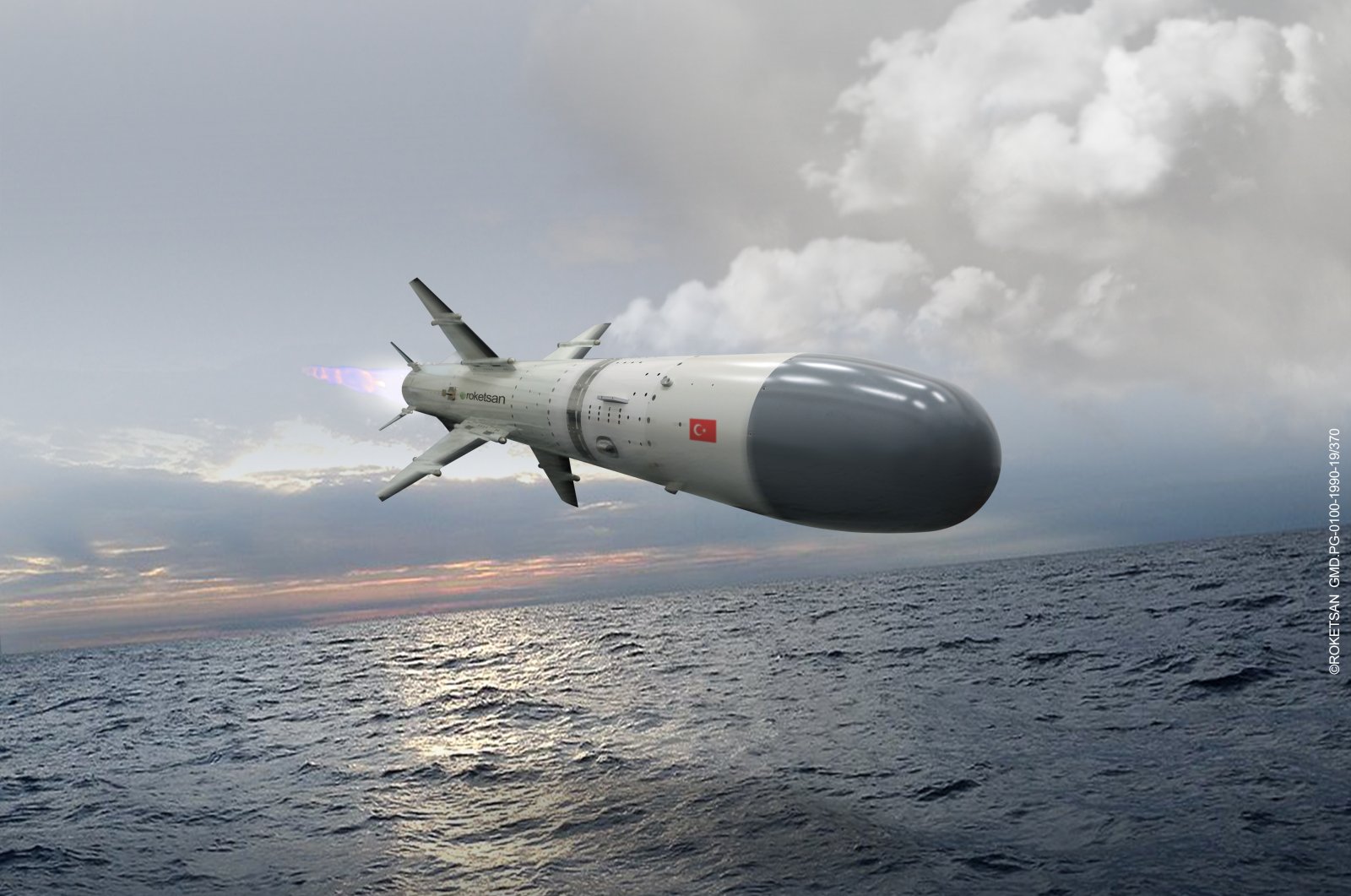 An artist's impression of Turkey's first anti-ship missile Atmaca. It is expected to be delivered to the Naval Forces at the end of this year, Sept. 26, 2020. (Photo by Roketsan via AA)