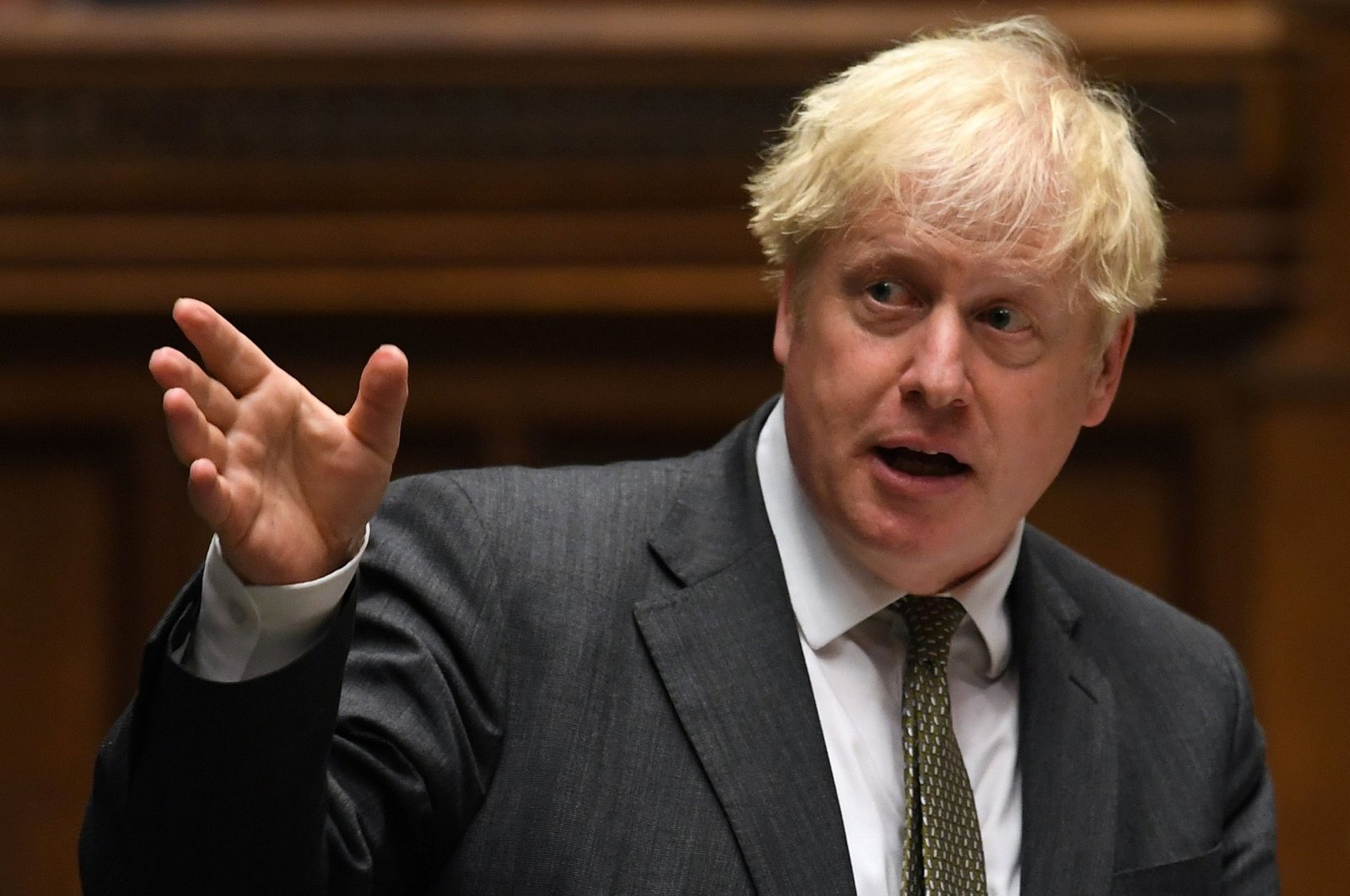 British Prime Minister Boris Johnson speaks during Prime Minister's Questions (PMQs) in the House of Commons, London, Britain, Sept. 23, 2020. (AFP Photo)