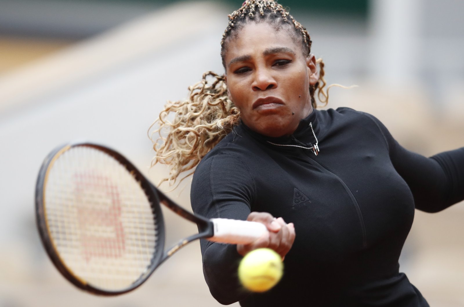 Serena Williams in action during a French Open match, in Paris, France, Sept. 28, 2020. (Reuters Photo)
