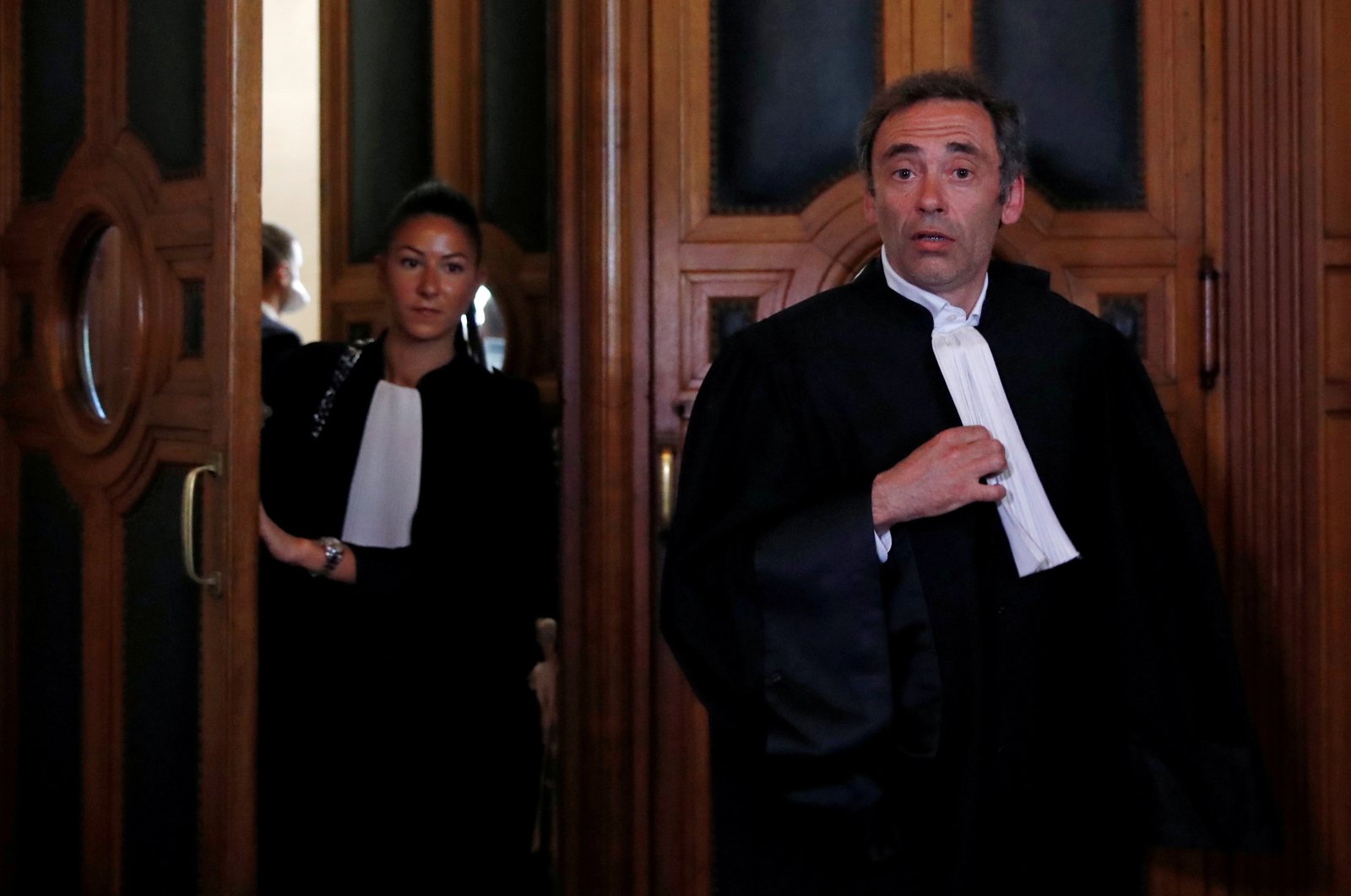 French lawyer Laurent Bayon, who defends Rwandan genocide suspect Felicien Kabuga, leaves the courtroom after the initial extradition hearing for Felicien Kabuga at the Paris courthouse, France, May 20, 2020. (Reuters Photo)