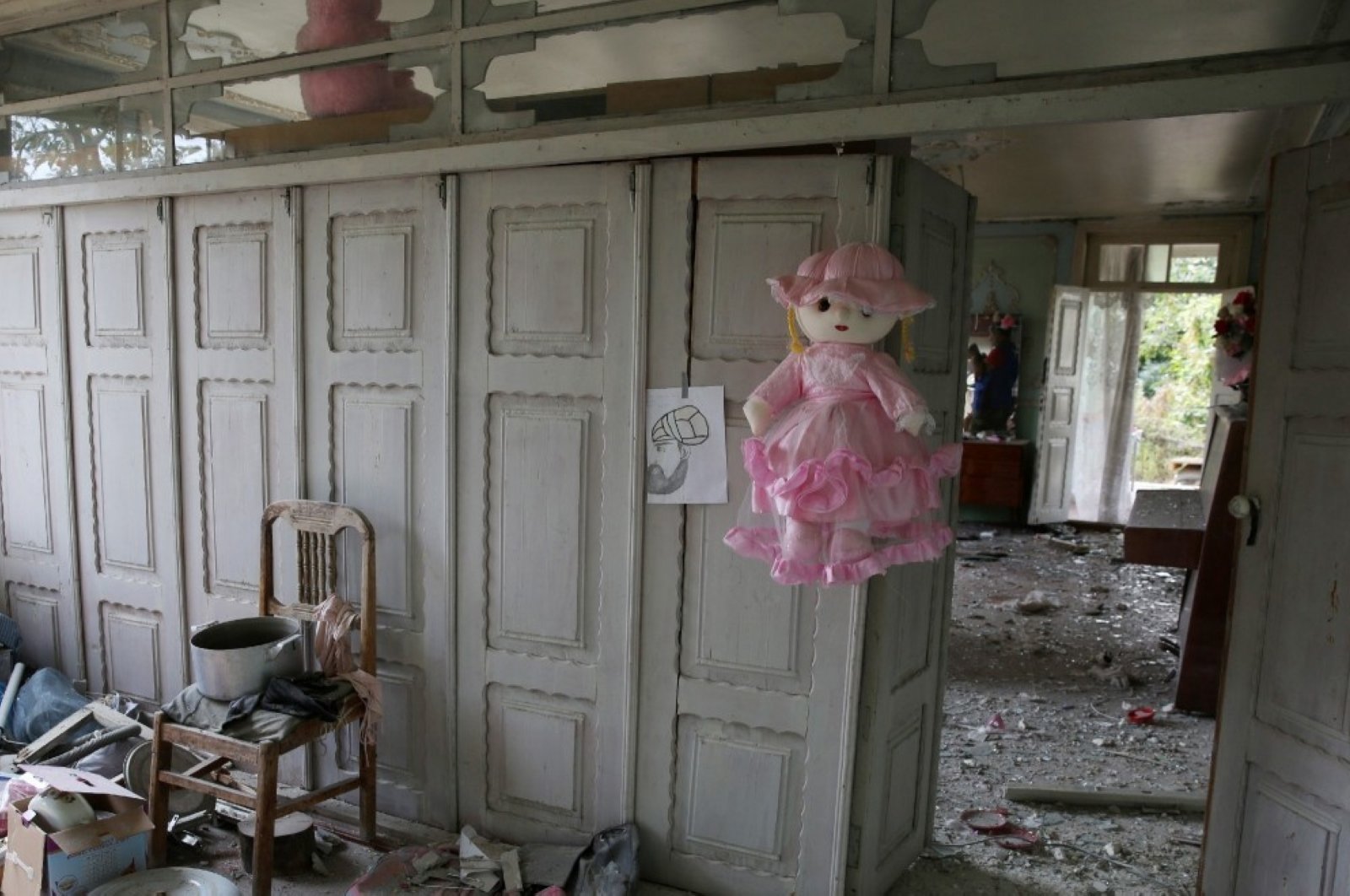 An Azerbaijani household that was damaged by recent shelling by Armenian forces in Tartar, Azerbaijan, Sept. 30, 2020. (DHA Photo)