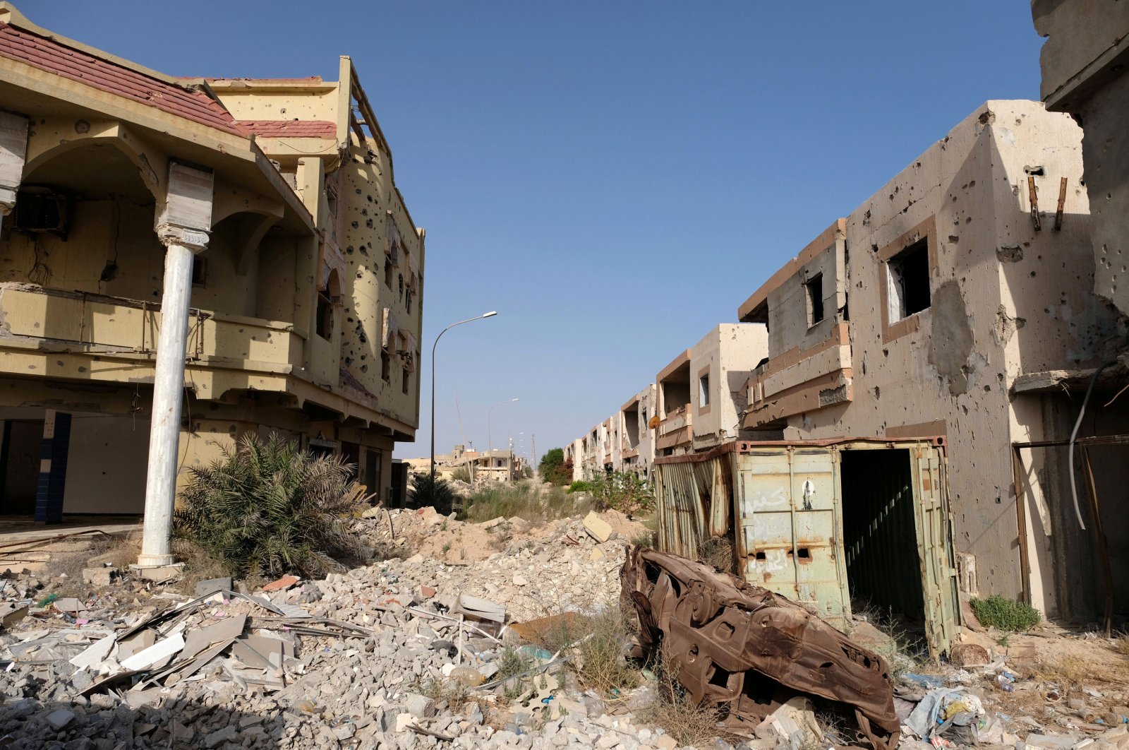 Buildings destroyed during past clashes in Libya's civil war are seen in Sirte, Libya, Aug. 18, 2020. (Reuters Photo)