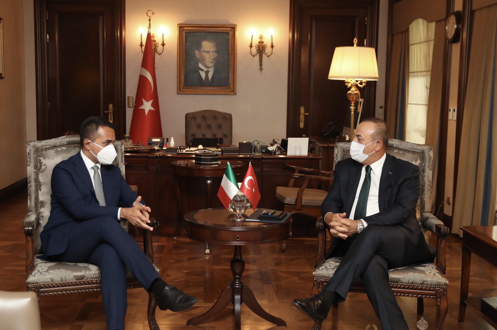 Foreign Minister Mevlüt Çavuşoğlu and his Italian counterpart Luigi Di Maio are seen during a meeting in the capital Ankara, June 20, 2020. (AA Photo)