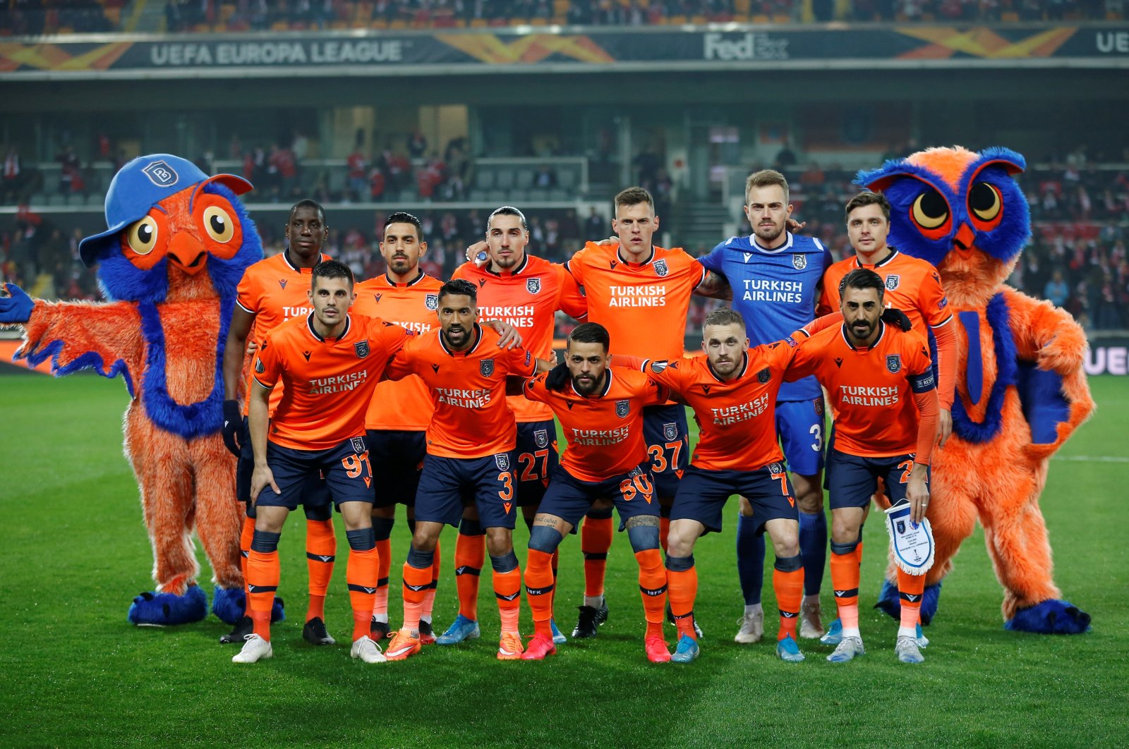 Istanbul Başakşehir players pose for a team group photo before the match against FC Copenhagen in Istanbul, Turkey, March 12, 2020 (Reuters Photo)