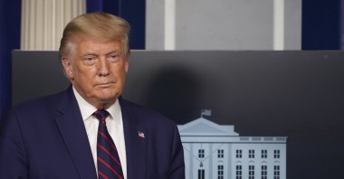 U.S. President Donald J. Trump holds a news briefing at the White House in Washington, D.C., U.S., Sept. 4, 2020. (EPA Photo)