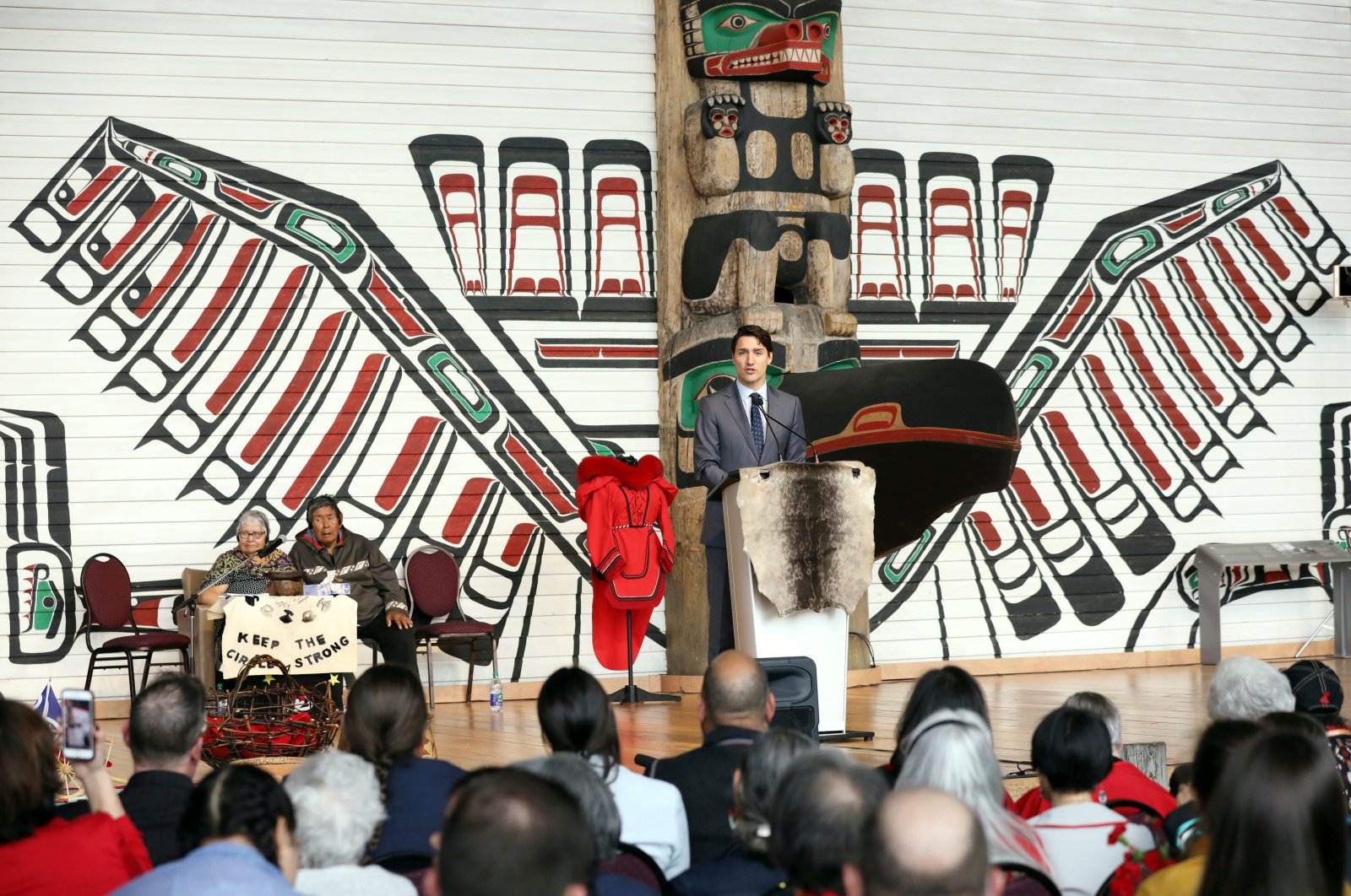 Canada's Prime Minister Justin Trudeau speaks during the closing ceremony of the National Inquiry into Missing and Murdered Indigenous Women and Girls, Gatineau, Quebec, June 3, 2019. (REUTERS Photo)