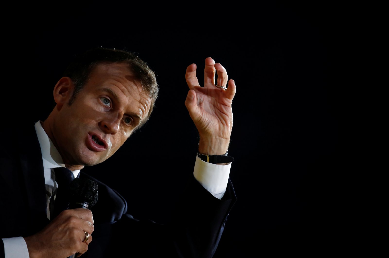 French President Emmanuel Macron gestures as he delivers a speech during the annual tech conference "Inno Generation"organized by French investment bank Bpifrance in Paris, France, Oct. 1, 2020. (Reuters Photo)