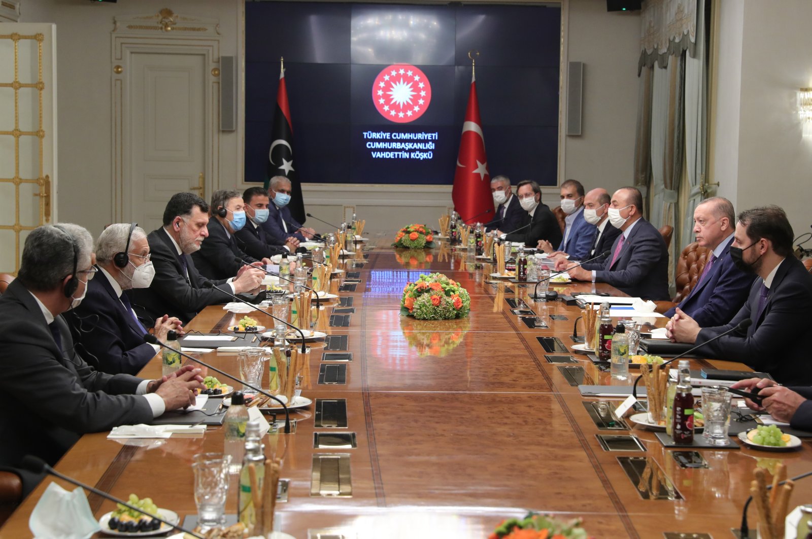 Turkish and Libyan delegations attend meeting at the Vahdettin Mansion in Istanbul on Sunday, Oct. 4, 2020 (IHA Photo)