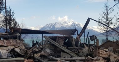 This handout photo taken and released on Oct. 5, 2020, shows damage caused by the South Island wildfires in Lake Ohau, New Zealand. (AFP Photo/Courtesy of Gary Kircher)