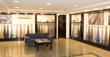 Fabric is on display in a space belonging to JMK Tekstil, Istanbul, provided on Oct. 5, 2020. (Photo by JMK Tekstil via AA)