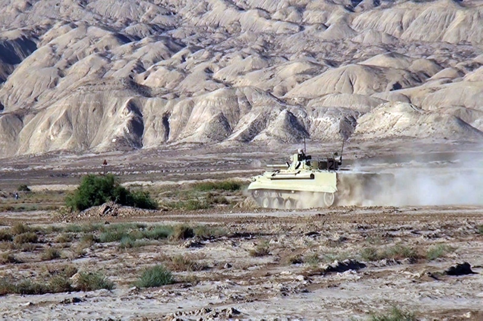 An Azerbaijani tank participates in a military drill in Azerbaijan, Sept. 24, 2020. (AA Photo) 