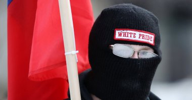 A protester is seen during a far-right rally on Parliament Hill, Ottawa, Ontario, Dec. 8, 2018. (REUTERS Photo)