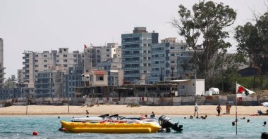 Varosha, an area fenced off since the 1974 division of Cyprus, is seen from a beach in Gazimağosa (Famagusta), Turkish Republic of Northern Cyprus, Aug. 5, 2019. (Reuters Photo)