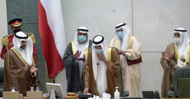 Kuwait's new Emir Nawaf Al Ahmad Al Sabah takes the oath of office at the parliament, Kuwait City, Kuwait, Sept. 30, 2020. (Reuters Photo)