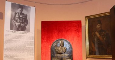 View of the plaque and portraits of Ödön Szechenyi at the museum, in Istanbul, Turkey, Oct. 7, 2020. 