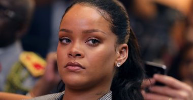 Barbadian singer Rihanna attends the conference "GPE financing conference, an investment in the future" organized by the global partnership for education in Dakar, Senegal, March 17, 2018. (AFP Photo)