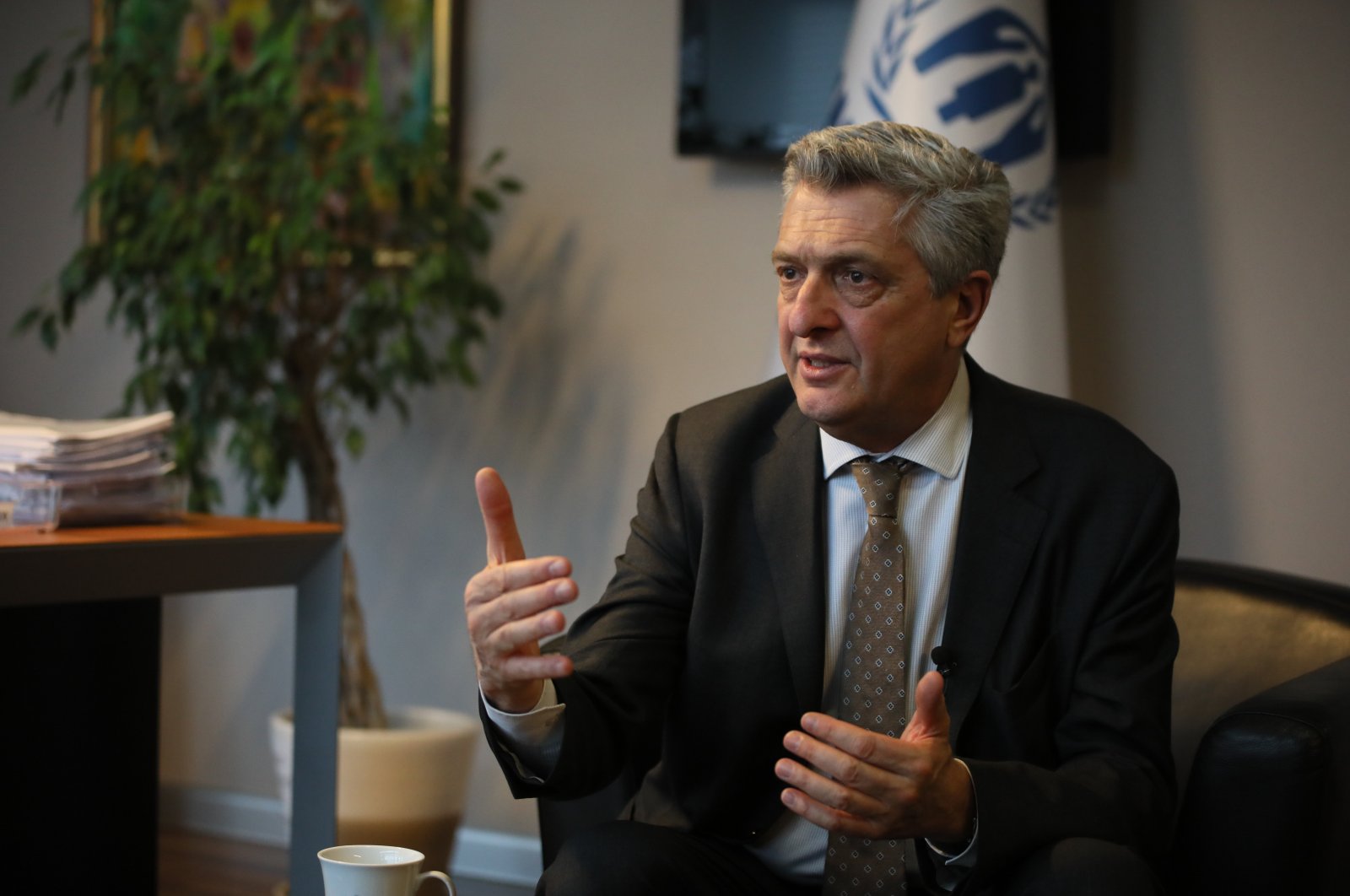 United Nations High Commissioner for Refugees Filippo Grandi comments on the migration situation in Turkey in this undated picture. (AA Photo)