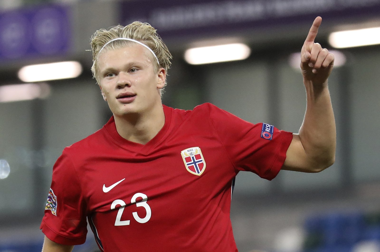 Norway's Erling Haaland celebrates a goal during a UEFA Nations League match against Northern Ireland, in Belfast, Northern Ireland, Sept. 7, 2020. (AP Photo)