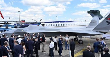 A mock-up of Turkey's first domestically built national combat aircraft was unveiled at the Paris Air Show held between June 17-23, 2019, Paris, France. (AA Photo)