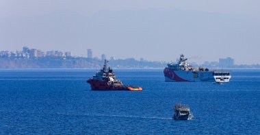 Turkey's drilling vessel Oruç Reis leaves the port of Antalya, Turkey, Oct. 4, 2020. (DHA Photo)