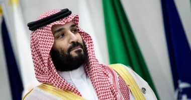 Saudi Arabia's Crown Prince Mohammed bin Salman attends a meeting during the G-20 Summit in Osaka, June 28, 2019, (AFP Photo)